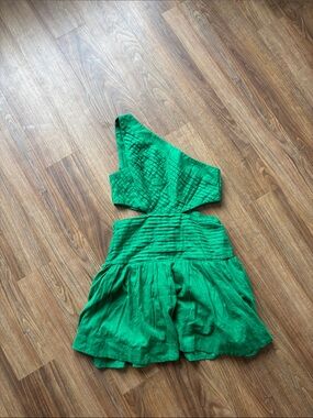 Fortunate one One-Shoulder Green Cutout Dress